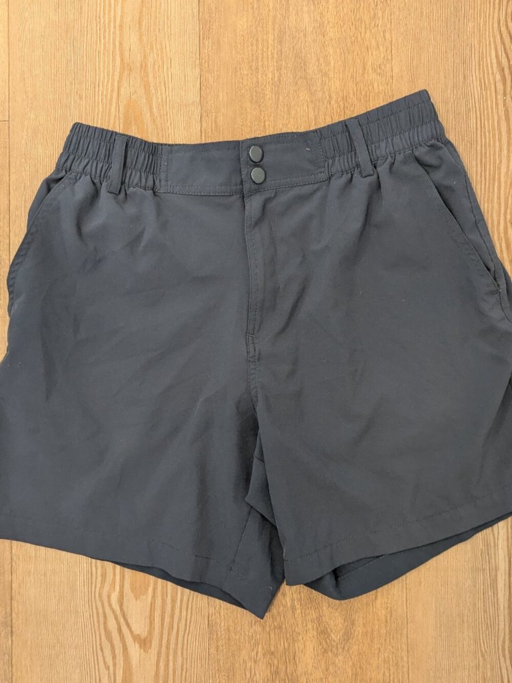 Burlebo Mens Everyday Sm Shorts Navy Blue Stretch Athletic Hiking Fish Golf Snap